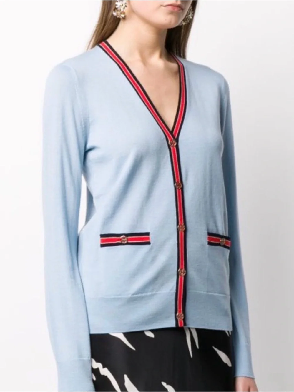 Tory Burch |‎ Madeline Colorblock Merino Wool Cardigan